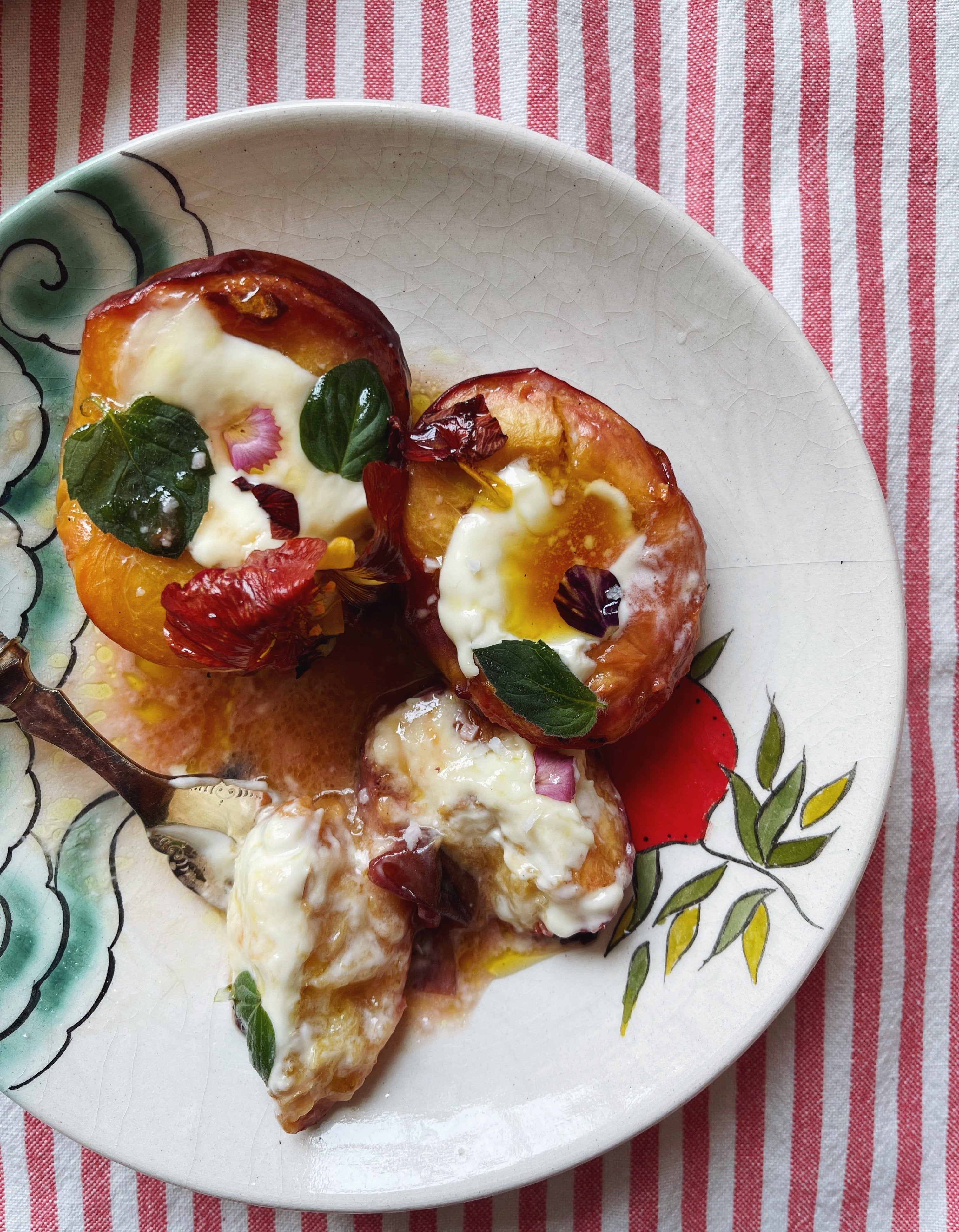 Cedar Plank Grilled Peaches
