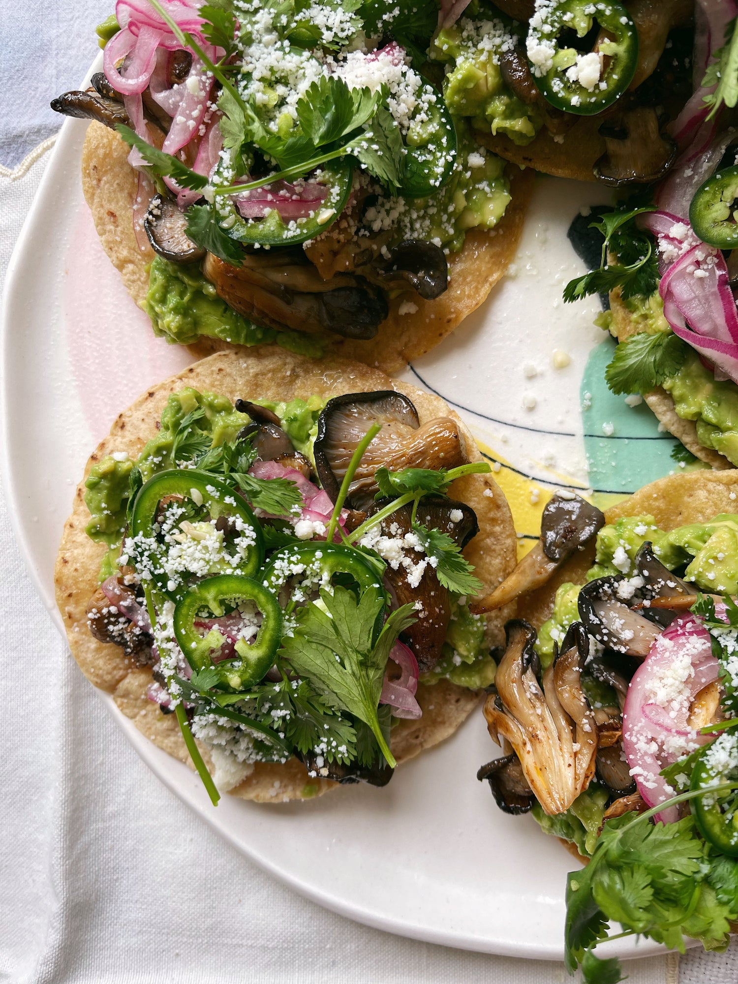 Blue Oyster Mushroom Tostadas