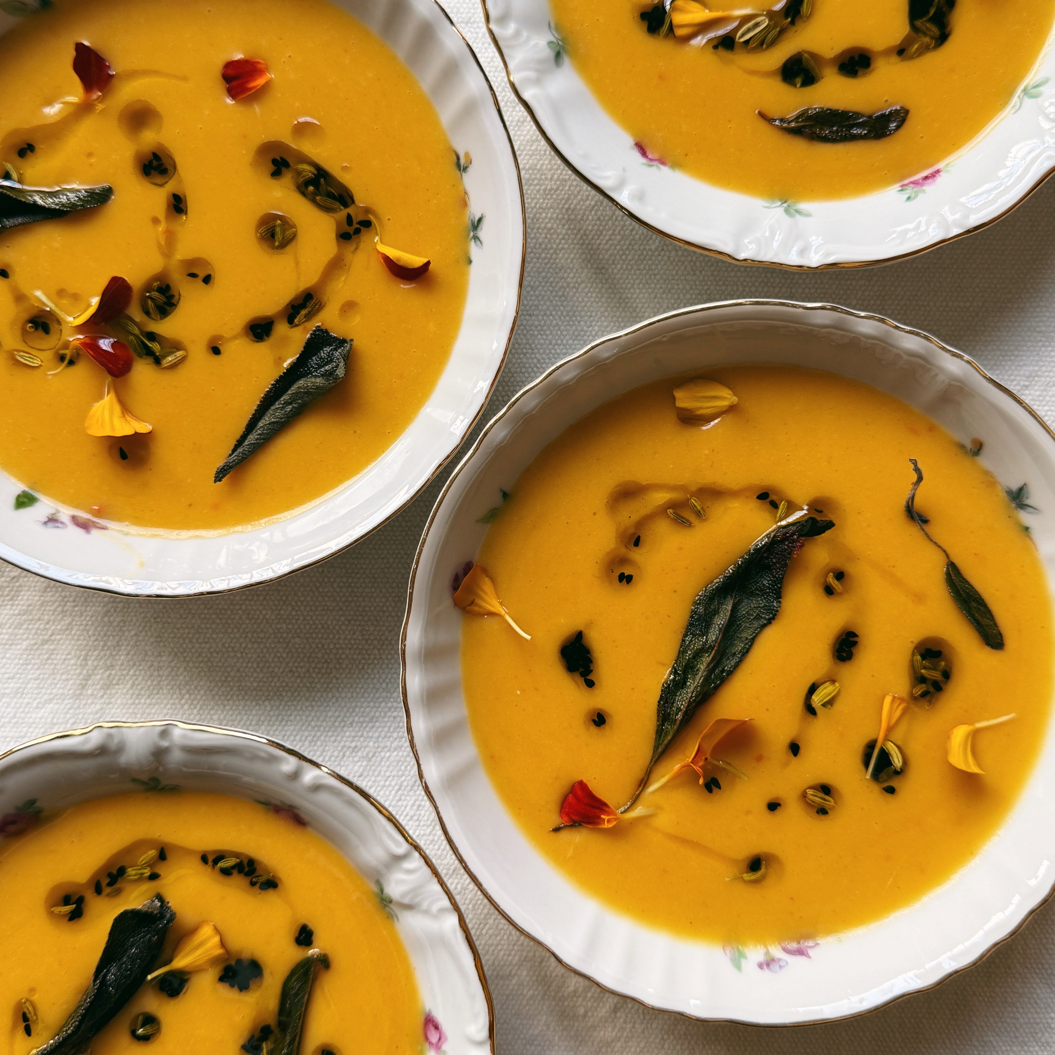 Butternut Squash Soup with Nigella and Fennel Seed Oil