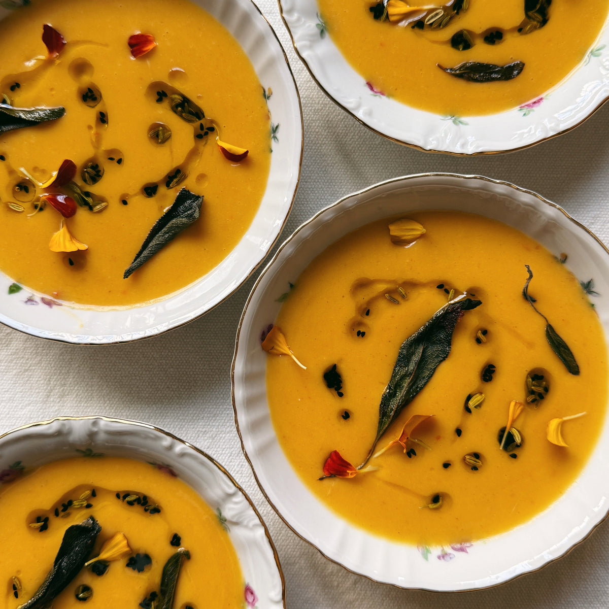 Butternut Squash Soup with Nigella and Fennel Seed Oil