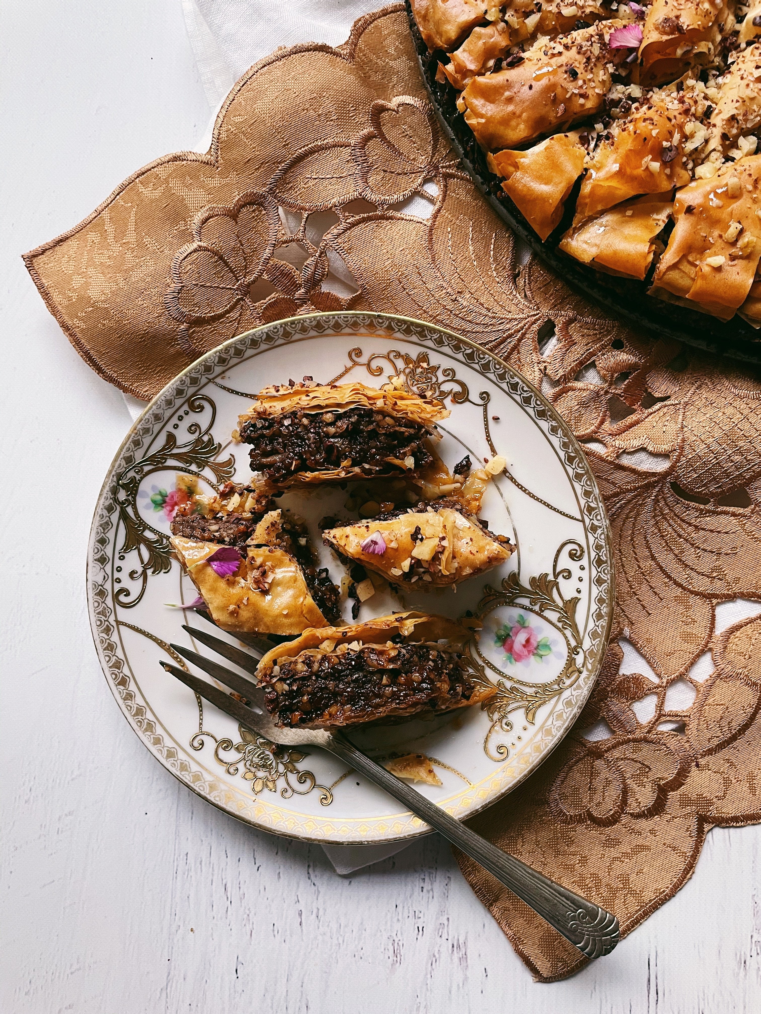 Olive Oil Baklava with Walnuts and Dark Chocolate