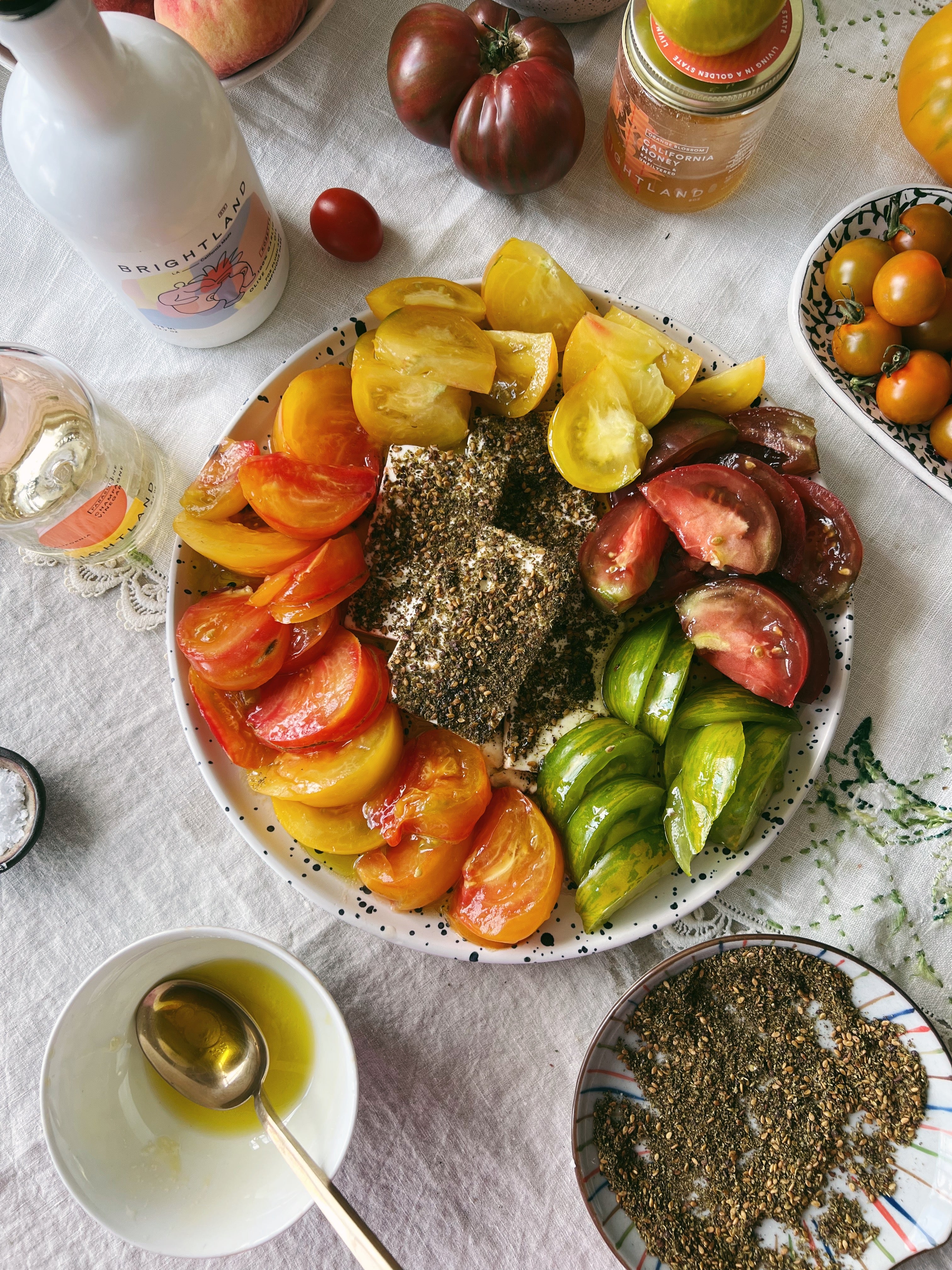 Heirloom Tomato Salad with Za’atar Coated Feta