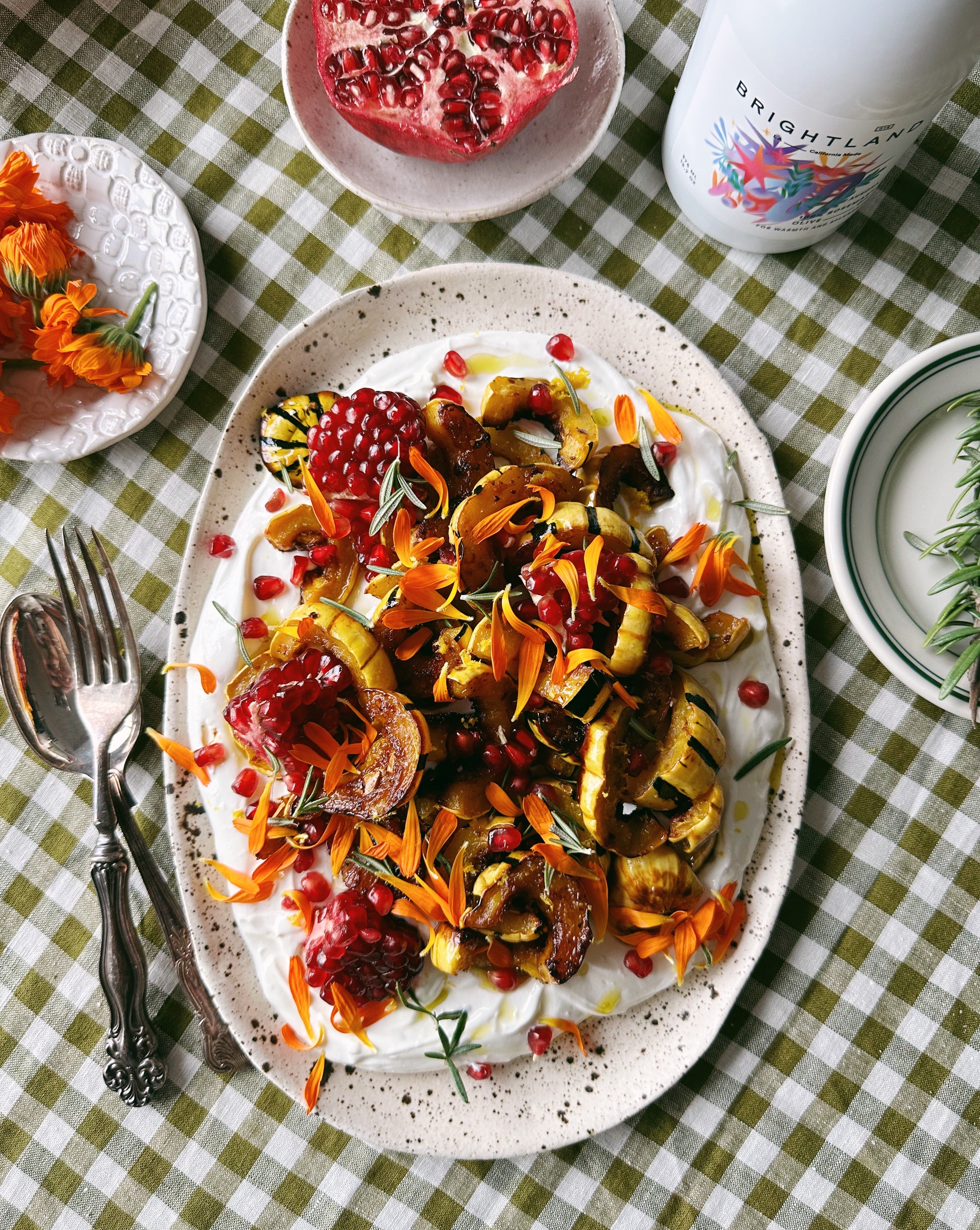 Roasted Delicata Squash with Garlic Labneh