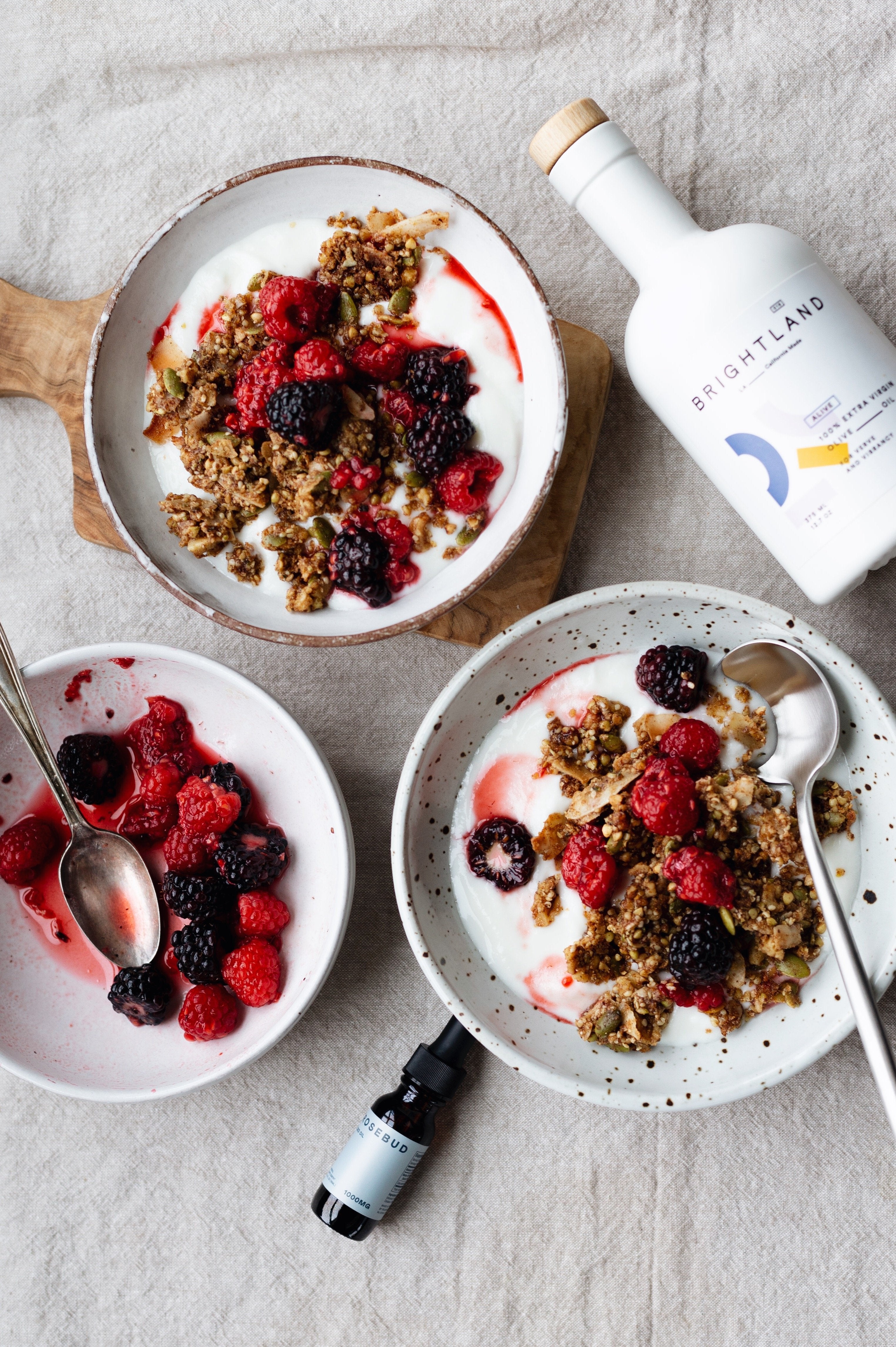 Grain-Free Cinnamon Olive Oil Granola with CBD-Infused Berries