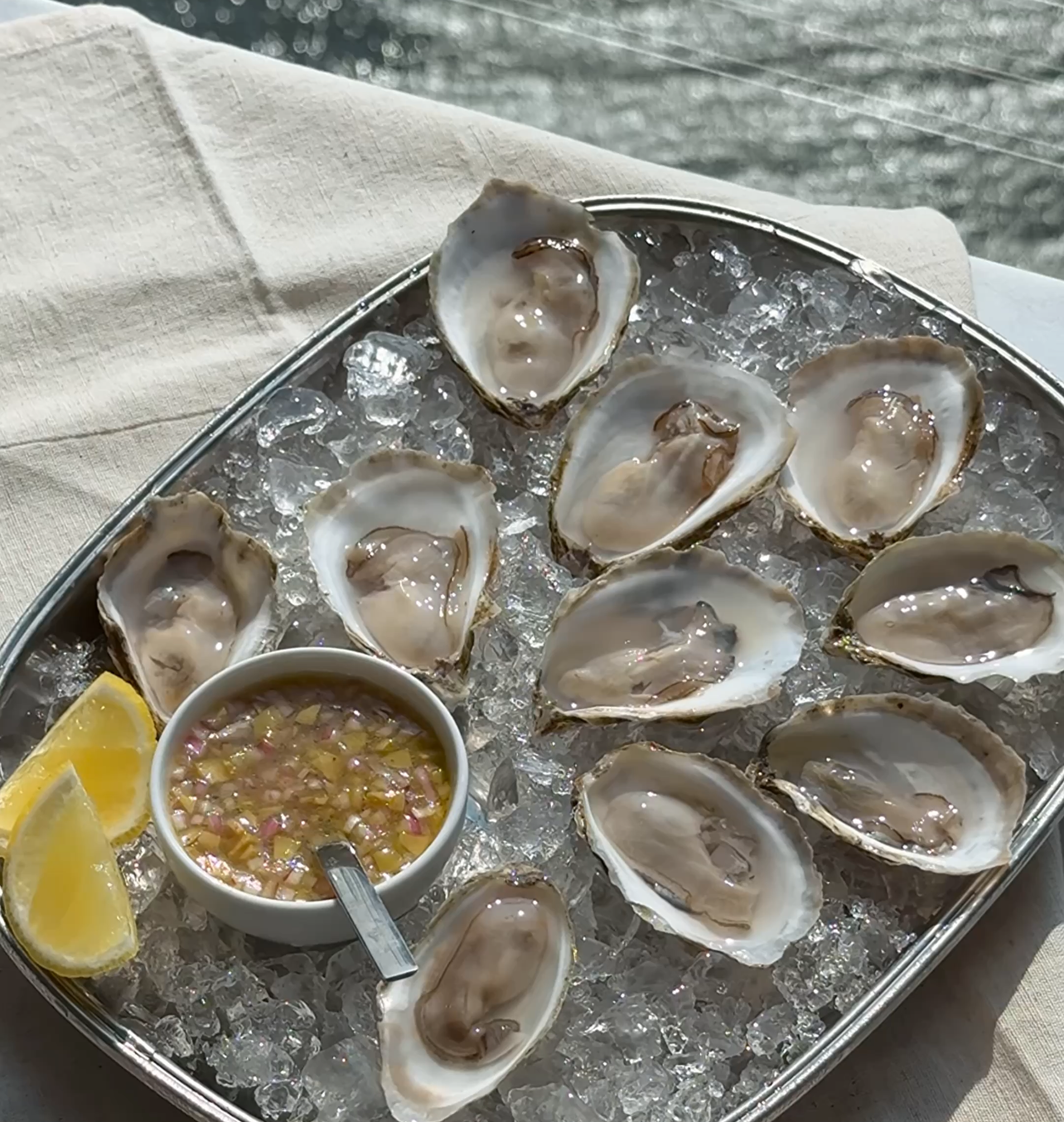 Oysters with Dirty Martini Mignonette
