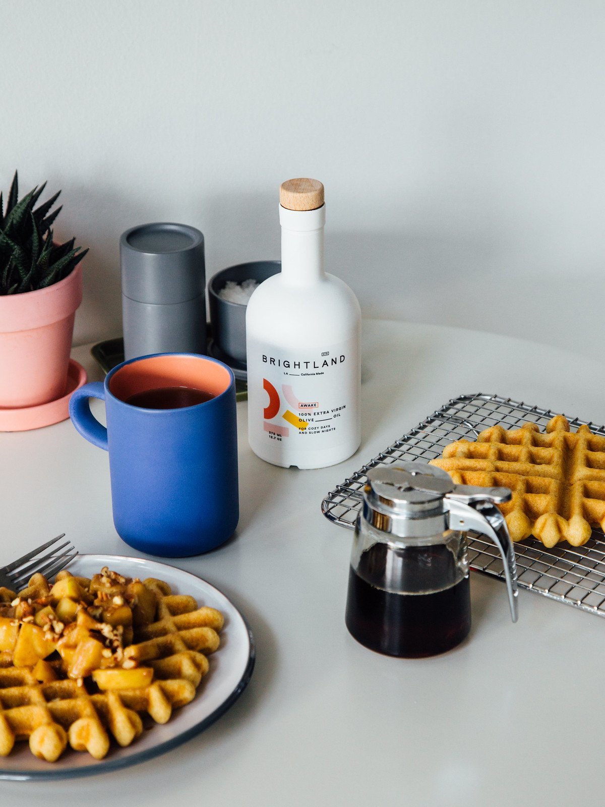 The Perfect Breakfast: Olive Oil Waffles with Creamy Apple Compote