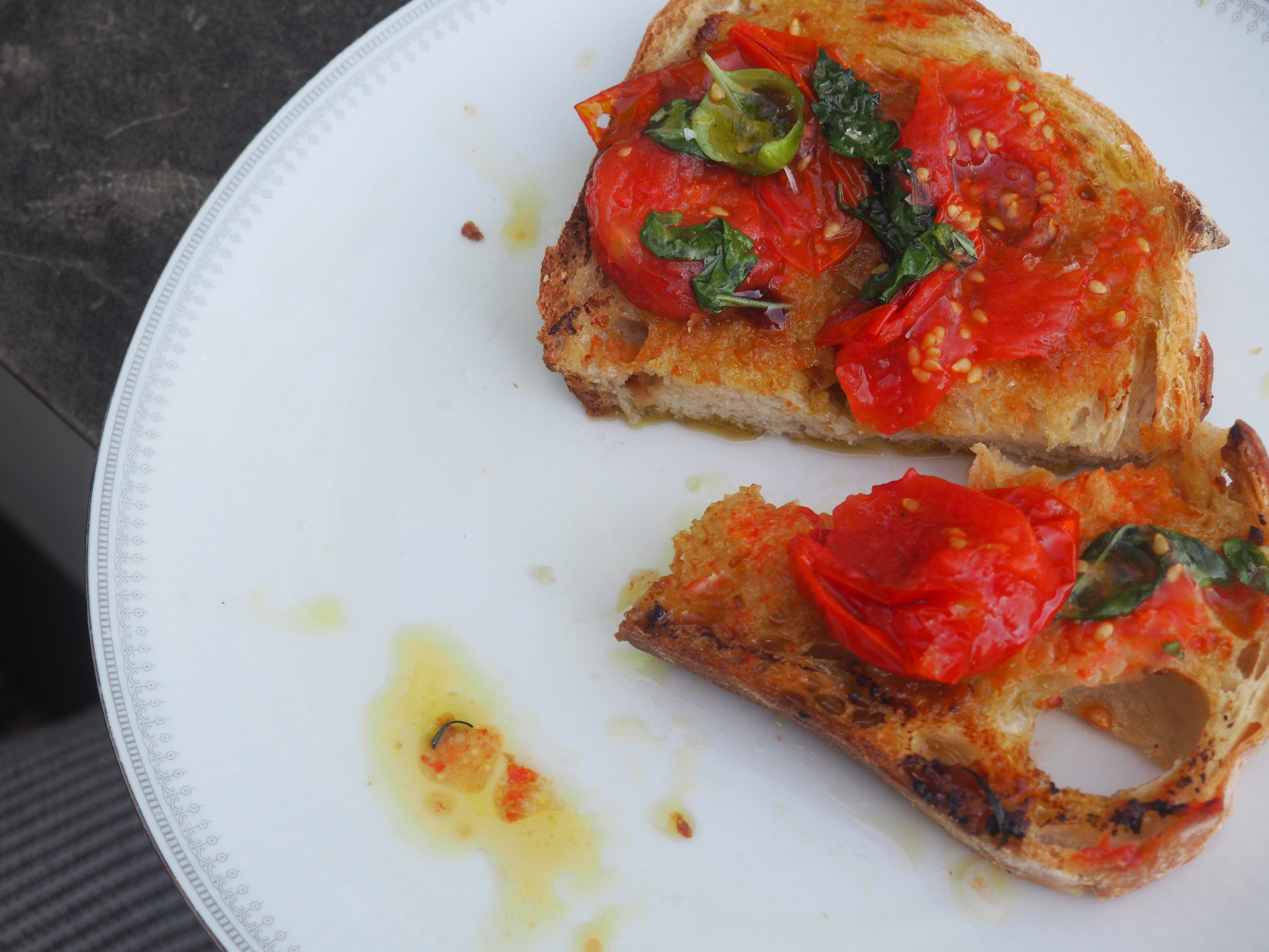 Quick Cherry Tomato Confit on Miso Butter Sourdough