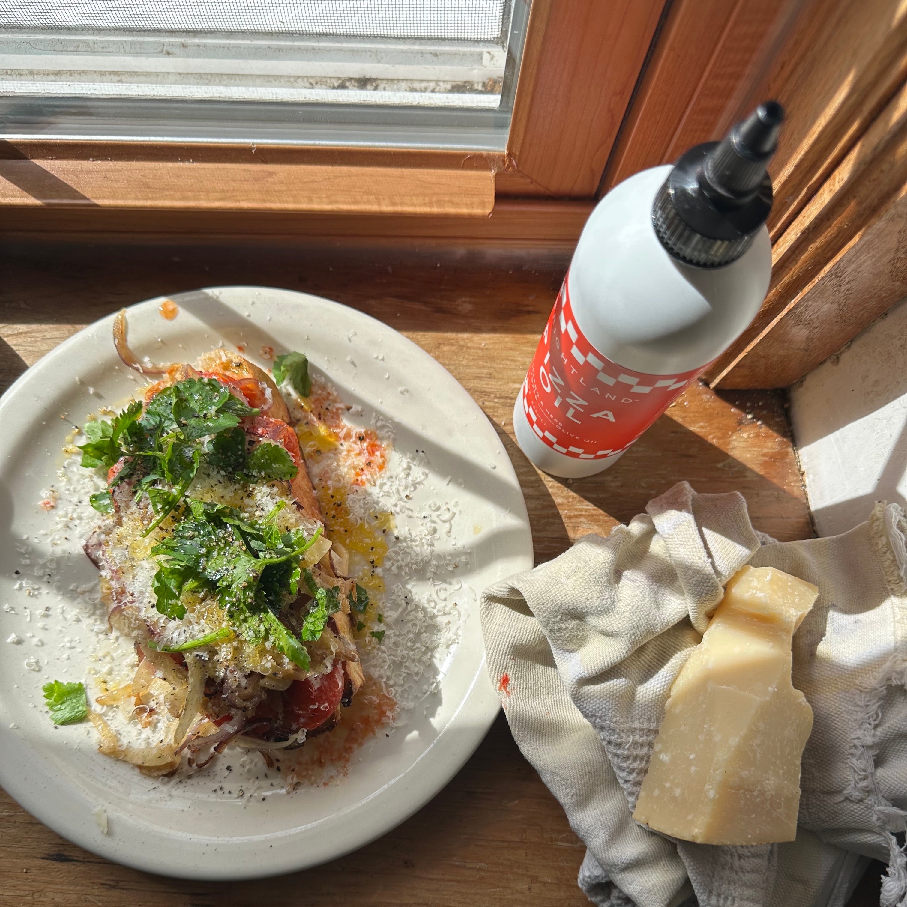 Pizza Toast with Homemade No Knead Bread