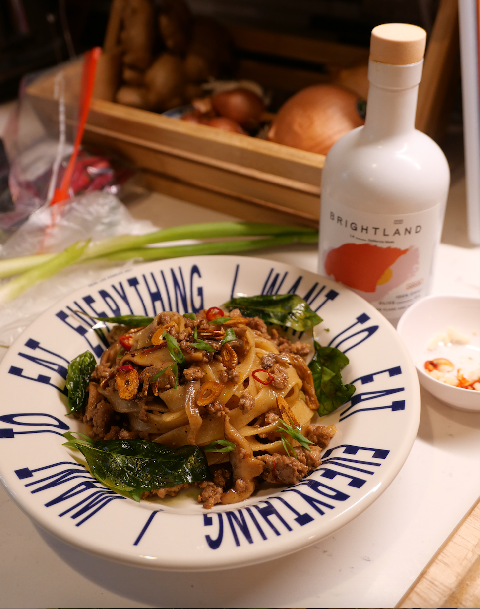 Drunken Pappardelle with Mushrooms & Five Spice Pork