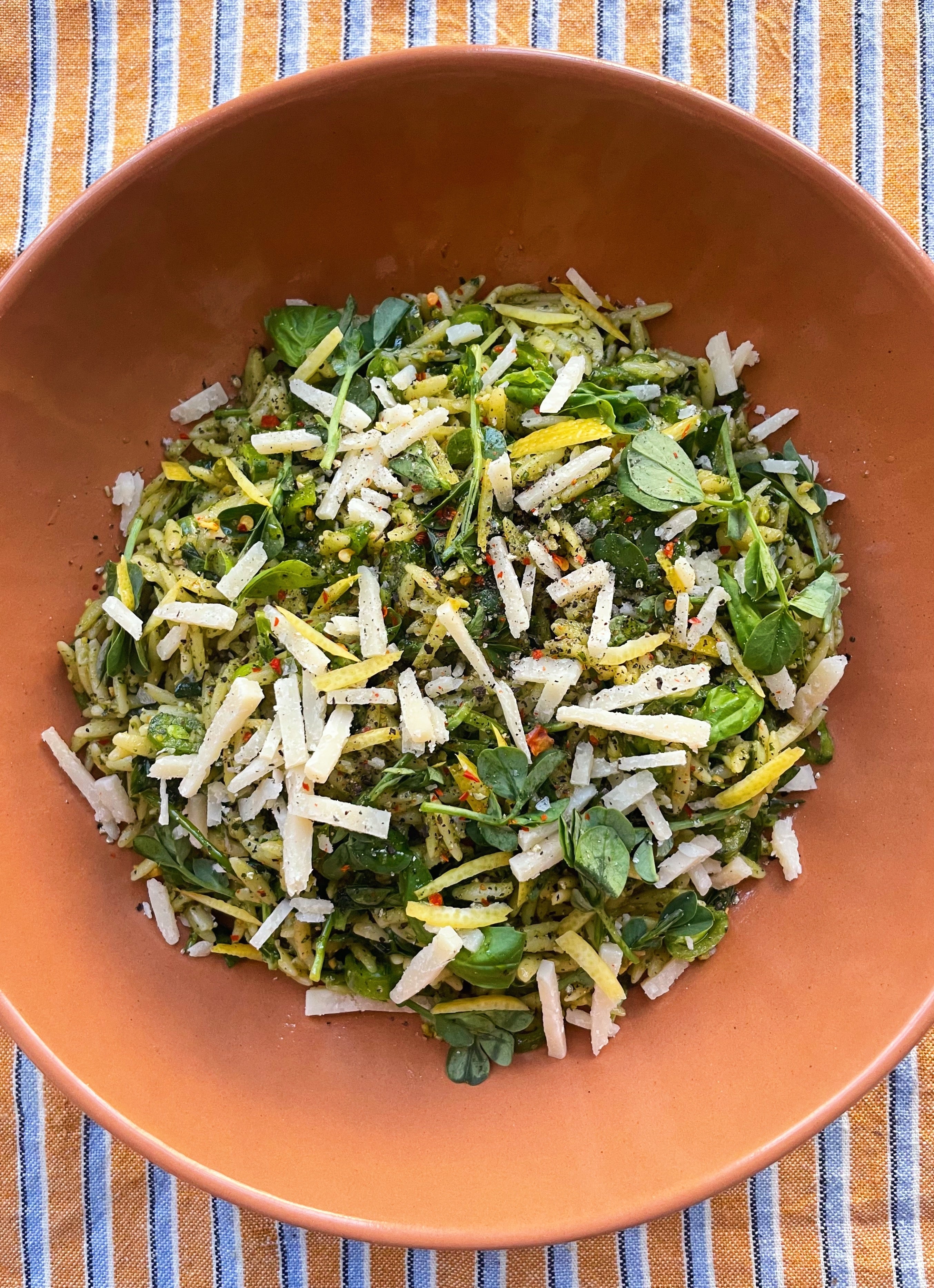 Spring Pea Orzo with Pistachio Pesto