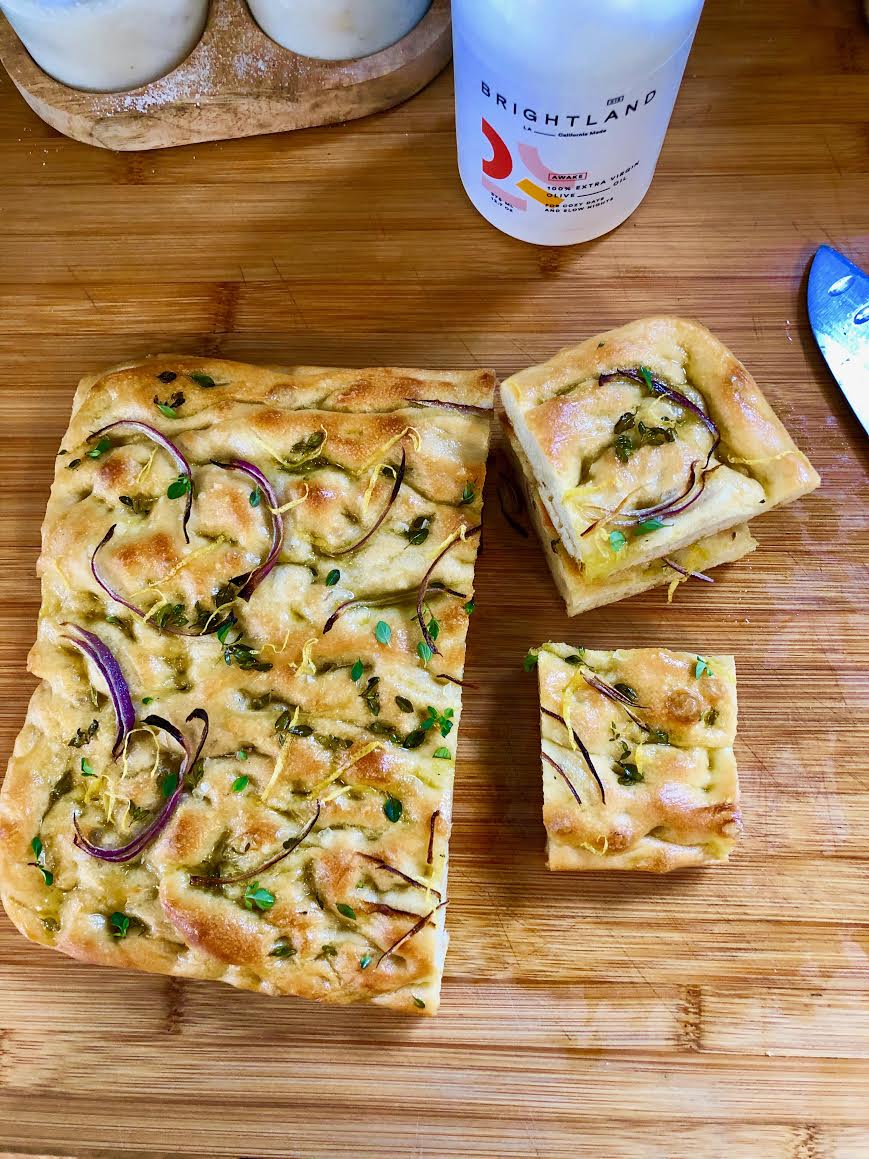 Brightland Creations: Onion, Thyme, and Meyer Lemon Focaccia Featuring Brightland