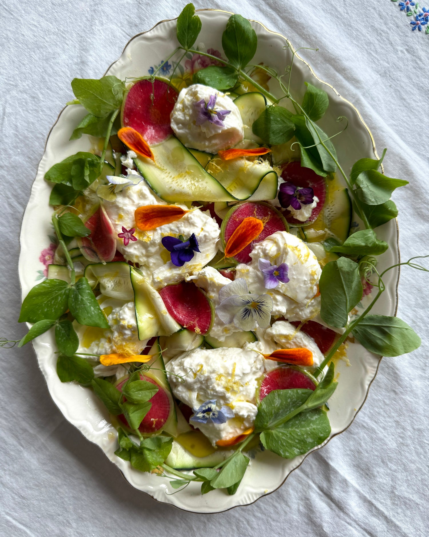 Burrata with Pickled Zucchini Ribbons