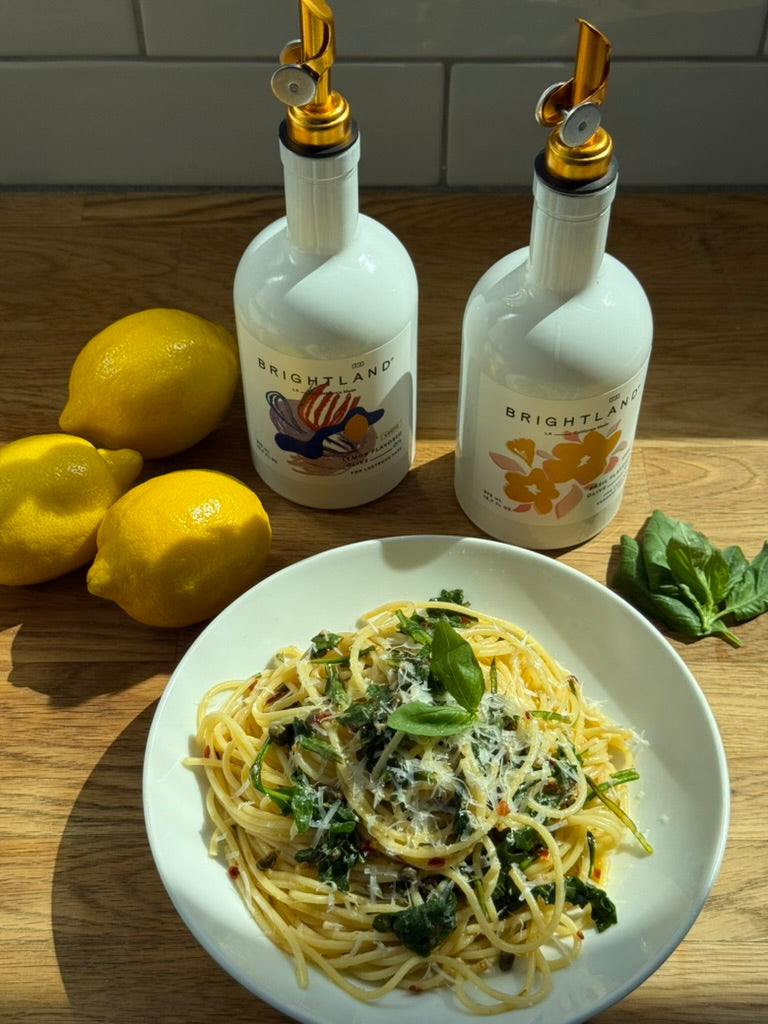 Lemon Spaghetti with Arugula and Basil
