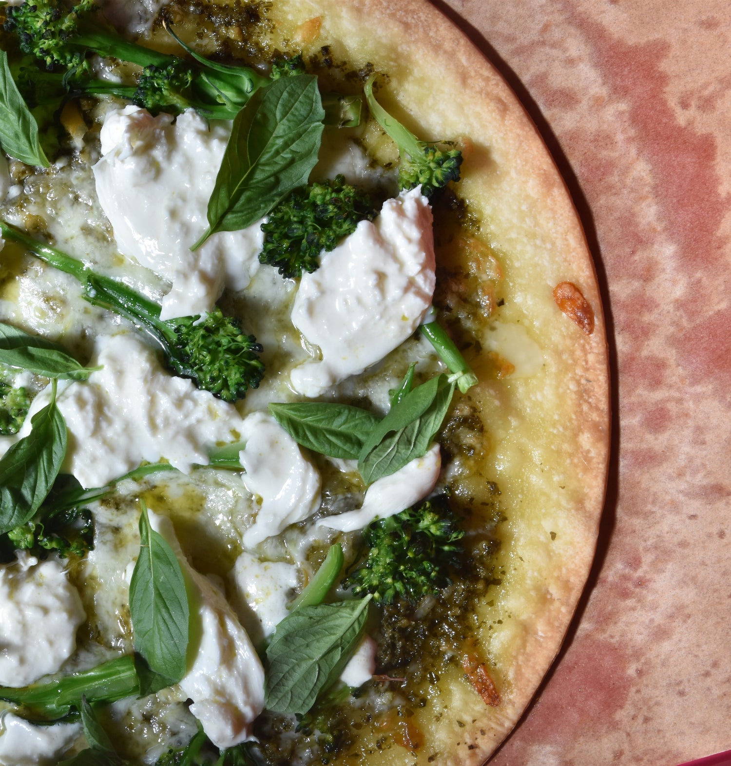 Baby Broccoli, Lemon & Burrata Pizza