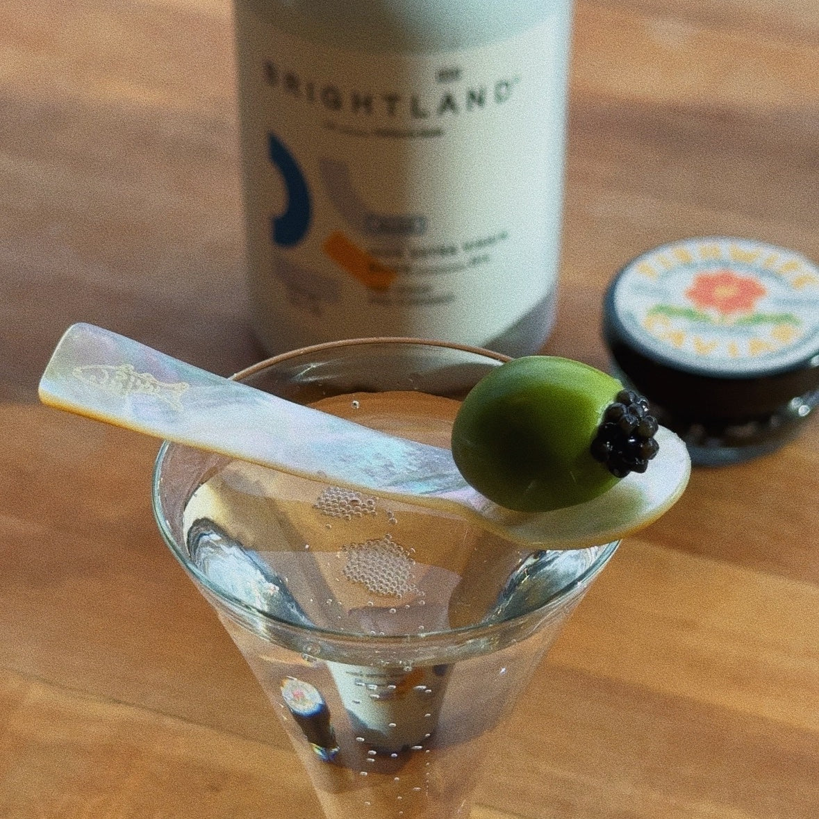 Olive Oil Martini with Caviar-Stuffed Olives