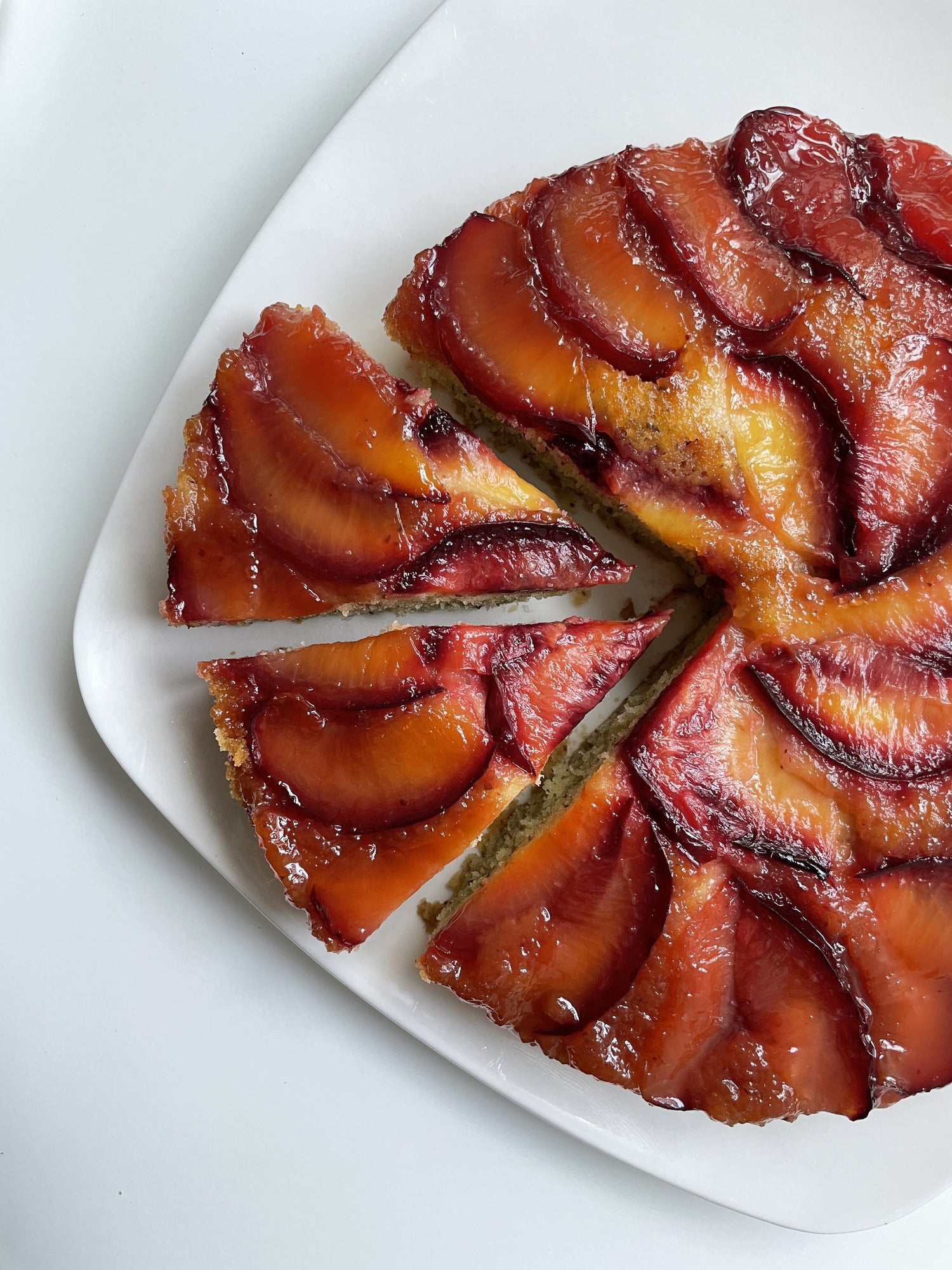 Plum Upside Down Olive Oil and Almond Cake