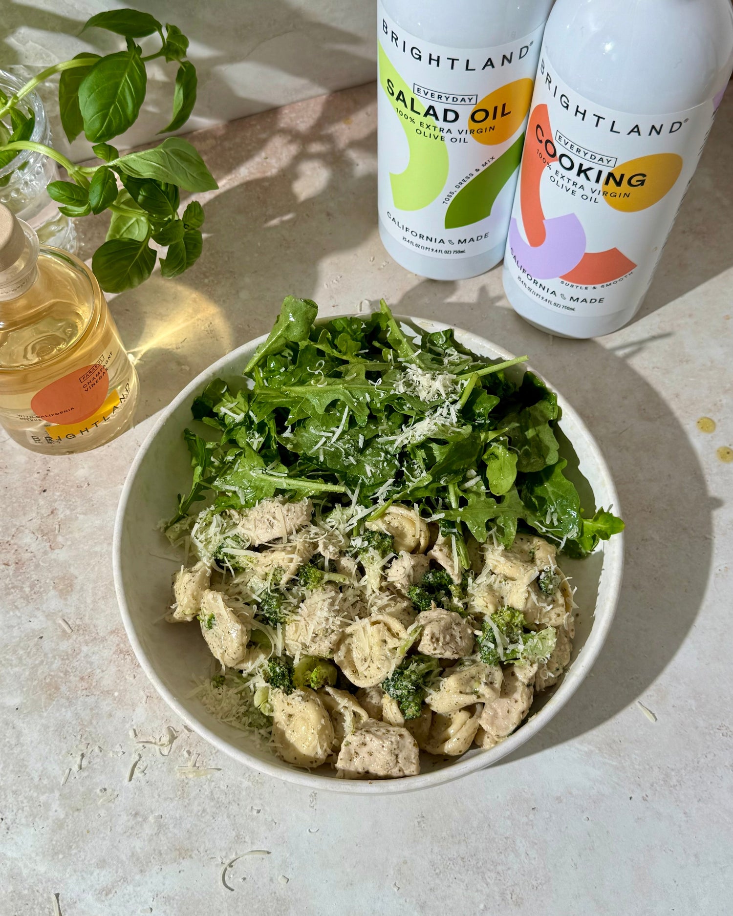 20-Minute Creamy Pesto Chicken & Broccoli Tortellini