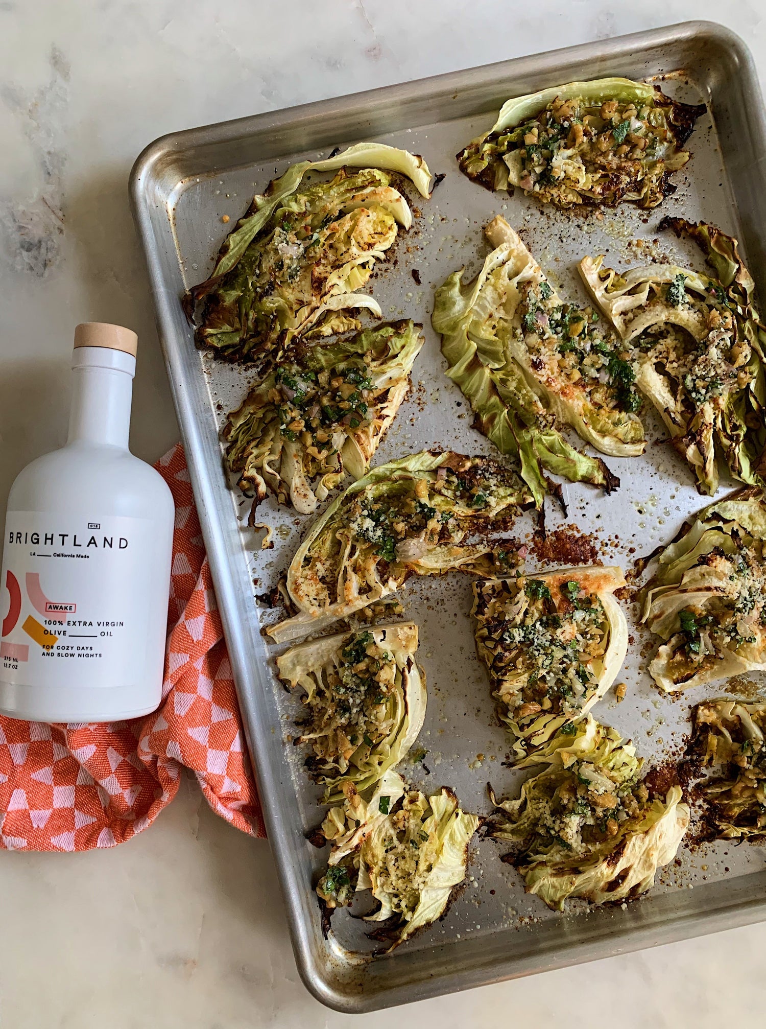 BrightRx: Parmesan-Roasted Cabbage with Herby-Walnut Vinaigrette