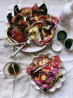 a cabbage salad with olive oil