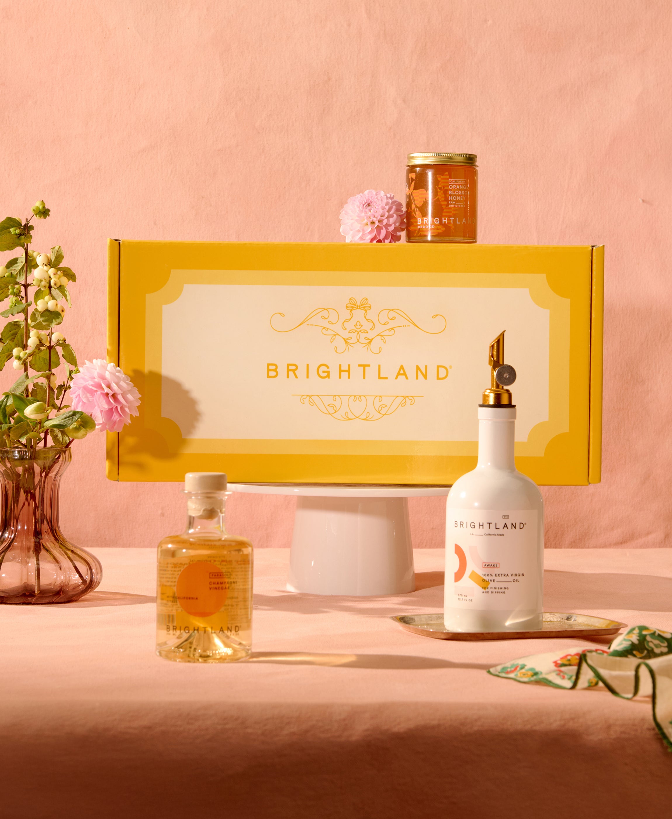 The Golden Hour Gift Set Olive Oil, Vinegar, and Honey Set